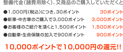 10000ポイントで10000円の還元！